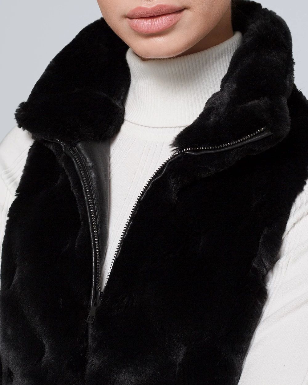 White house black market faux fur vest store